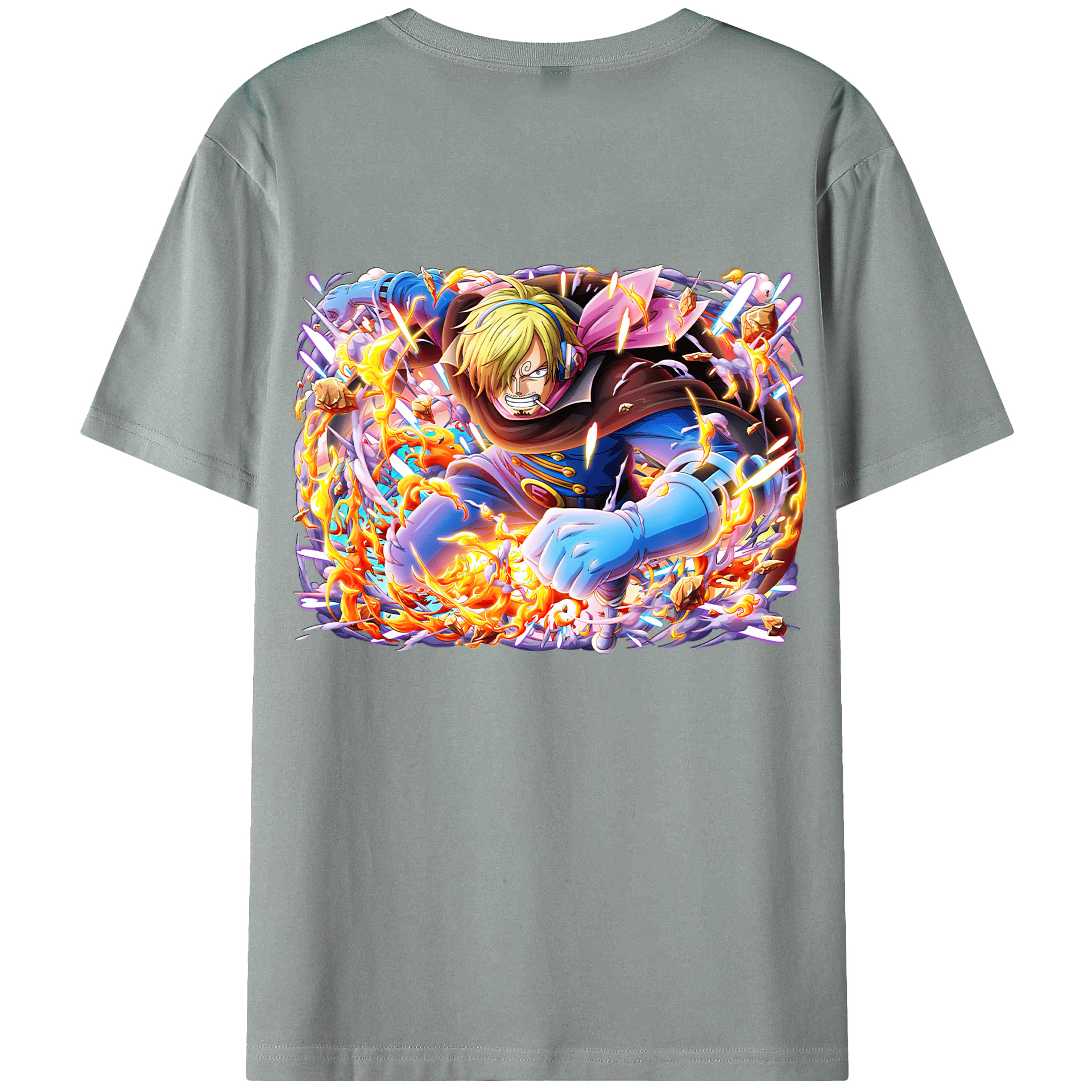 （画像用） ワンピース サンジ ONE PIECE Sanji 綿100％ メンズ半袖Tシャツ（バックプリント） 通気性